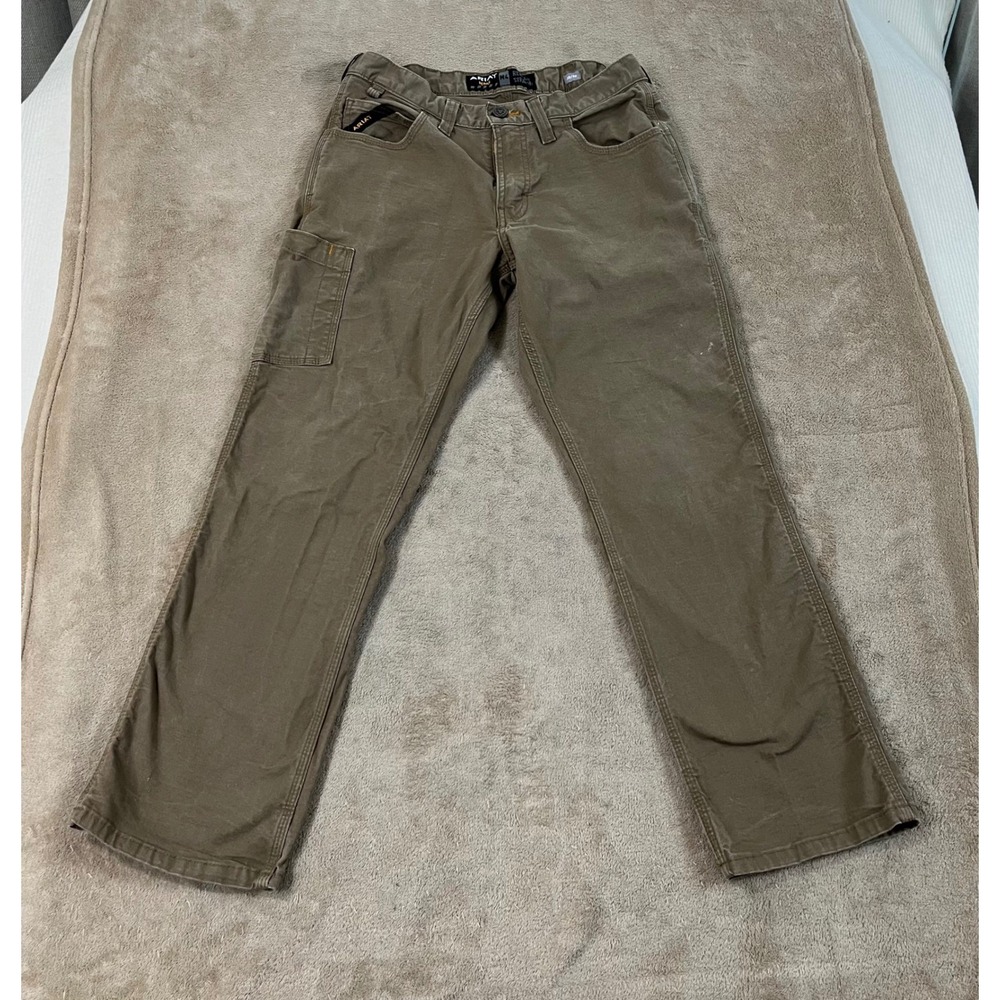 Ariat Rebar M4 Relaxed Straight Work Pants Men's 30x30 Field Khaki Cotton GOOD